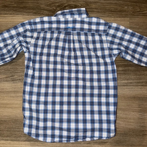 Ariat Pro Series Boys Blue Plaid Button Down Size Medium 10-12 Long Sleeve - Picture 7 of 8